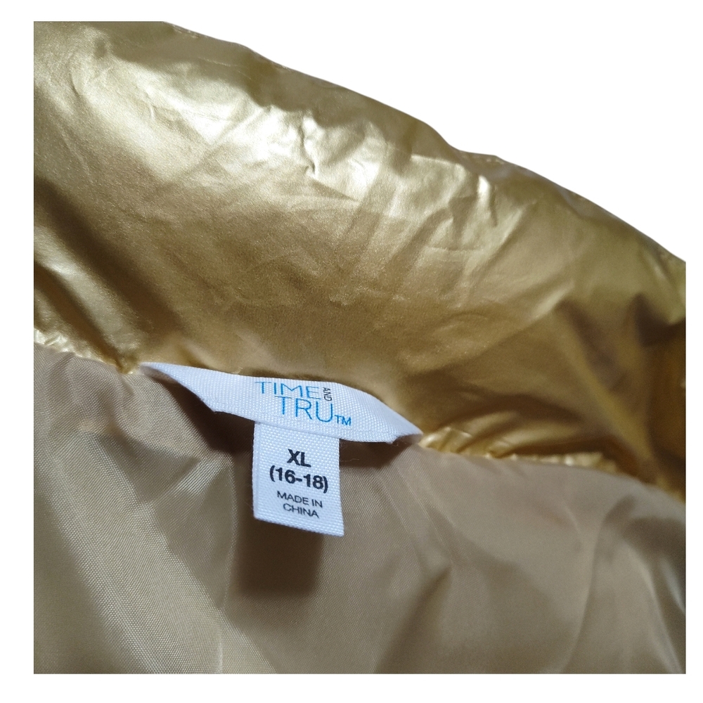 Time and Tru Womens Gold Puffer Jacket Size XL (16-18) - Picture 6 of 6